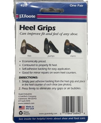 Foote Rubber Heel Grippers / Pads Self Adhesive Prevent Heel Slippage 1 Pair