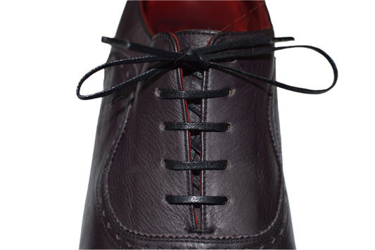 4mm FLAT Shoelaces Thin Waxed Cotton Dress Oxford Shoe Laces Black Shoestrings