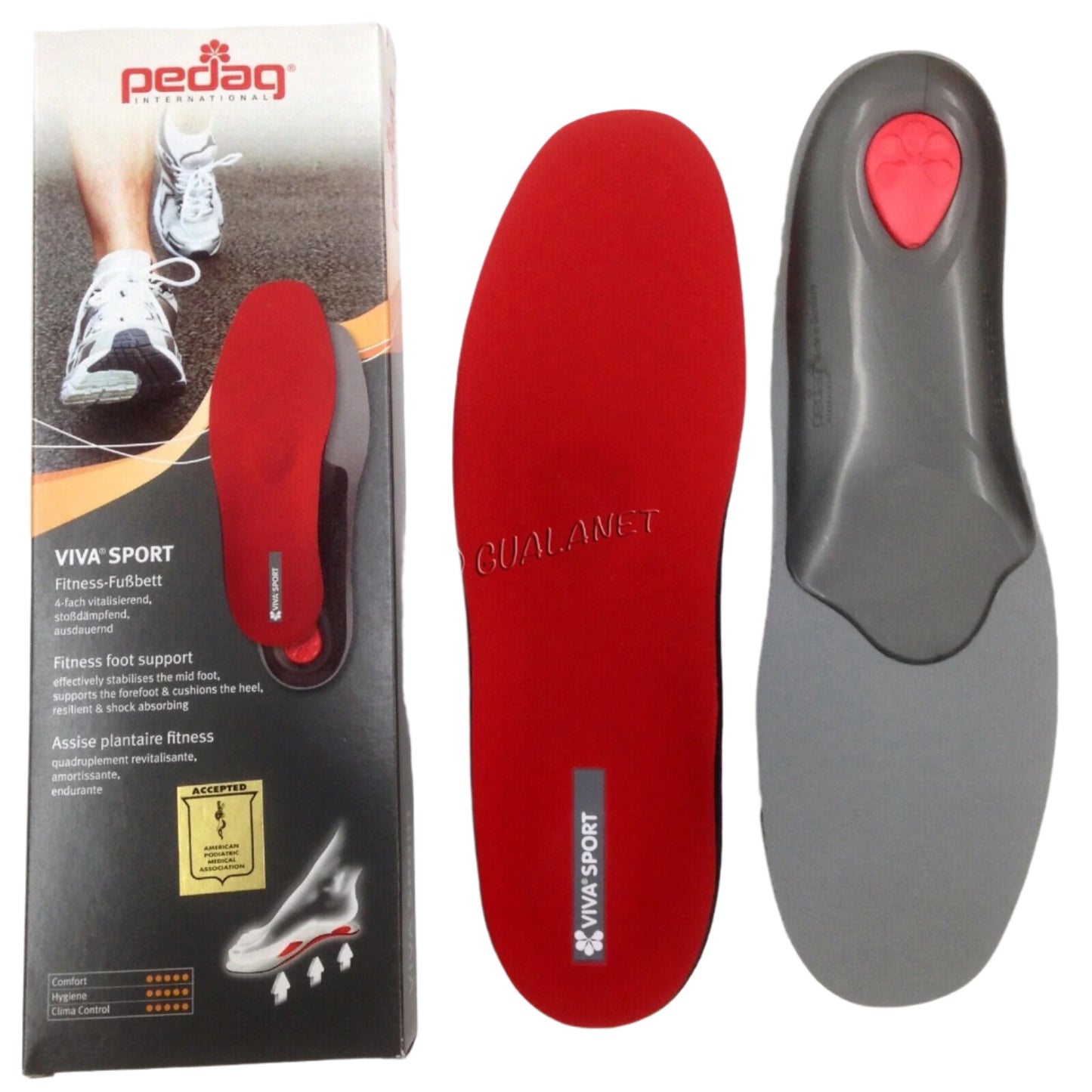 Pedag VIVA Sport Orthotic Insoles | Semi-Rigid Arch Support - Red