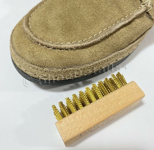 Brass Bristles Suede Nubuck Wire Brush Wood Handle Shoe Boot Bag Nap Cleaning