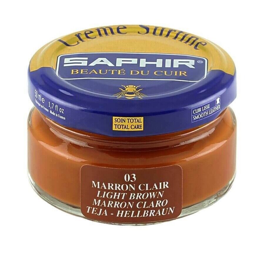 SAPHIR Cream Polish Shoe Boot Leather nourishing Beaute du Cuir Surfine 50ml Jar