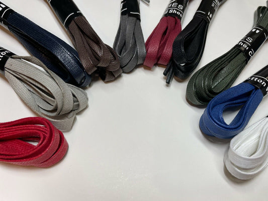 FLAT Premium Waxed Cotton Shoelaces Sneakers Colored Shoe Laces Boot Strings
