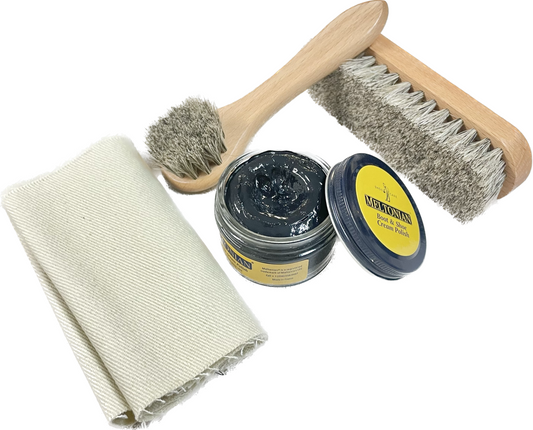 4 PIECE Shoe Shine Travel Kit Leather Care Set Brush Meltonian Cream Polish